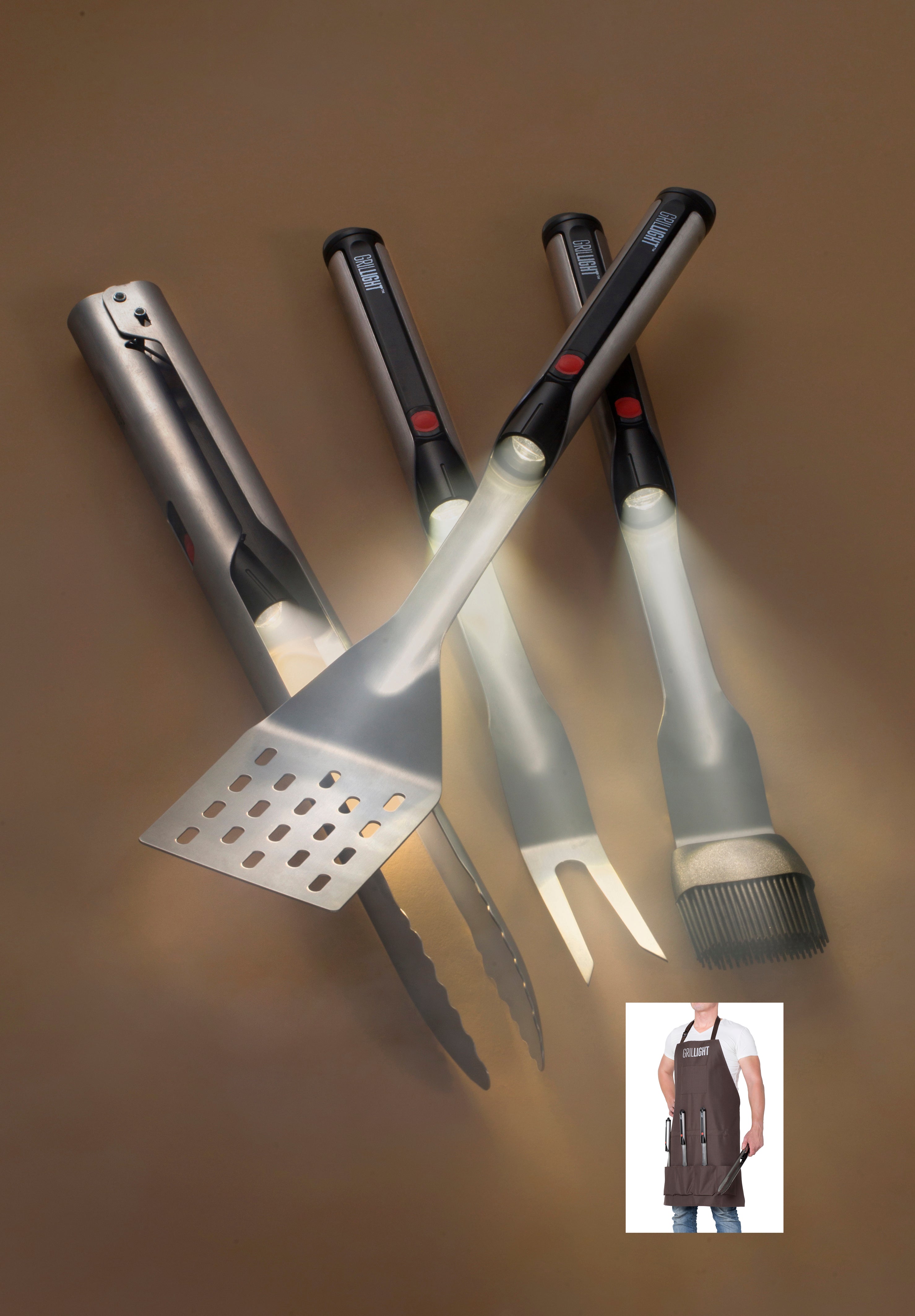 Lighted grill tools top